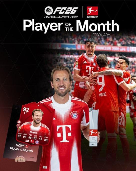 开云-4场比赛8球1助，凯恩当选德甲二月最佳球员